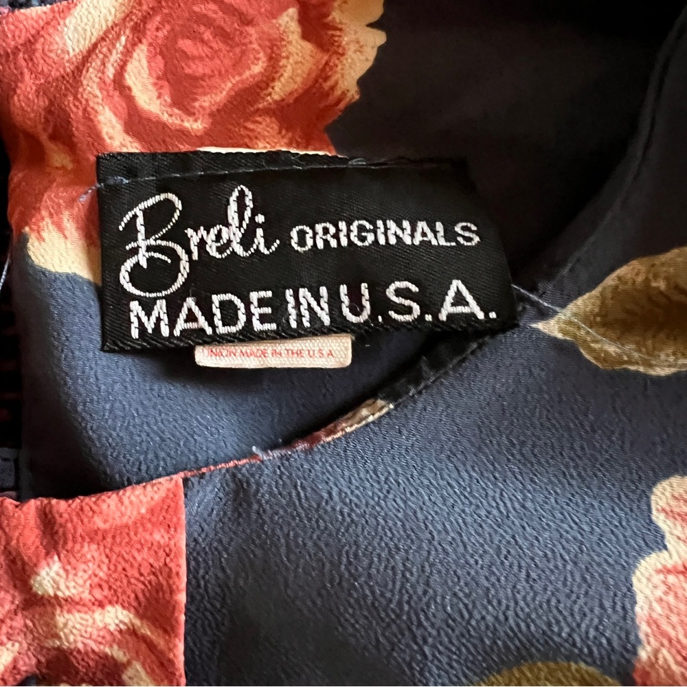 Vtg 70s 80s Breli Originals Dress - Dusty Blue Floral, Union Made In USA, Size 8 - Picture 6 of 8